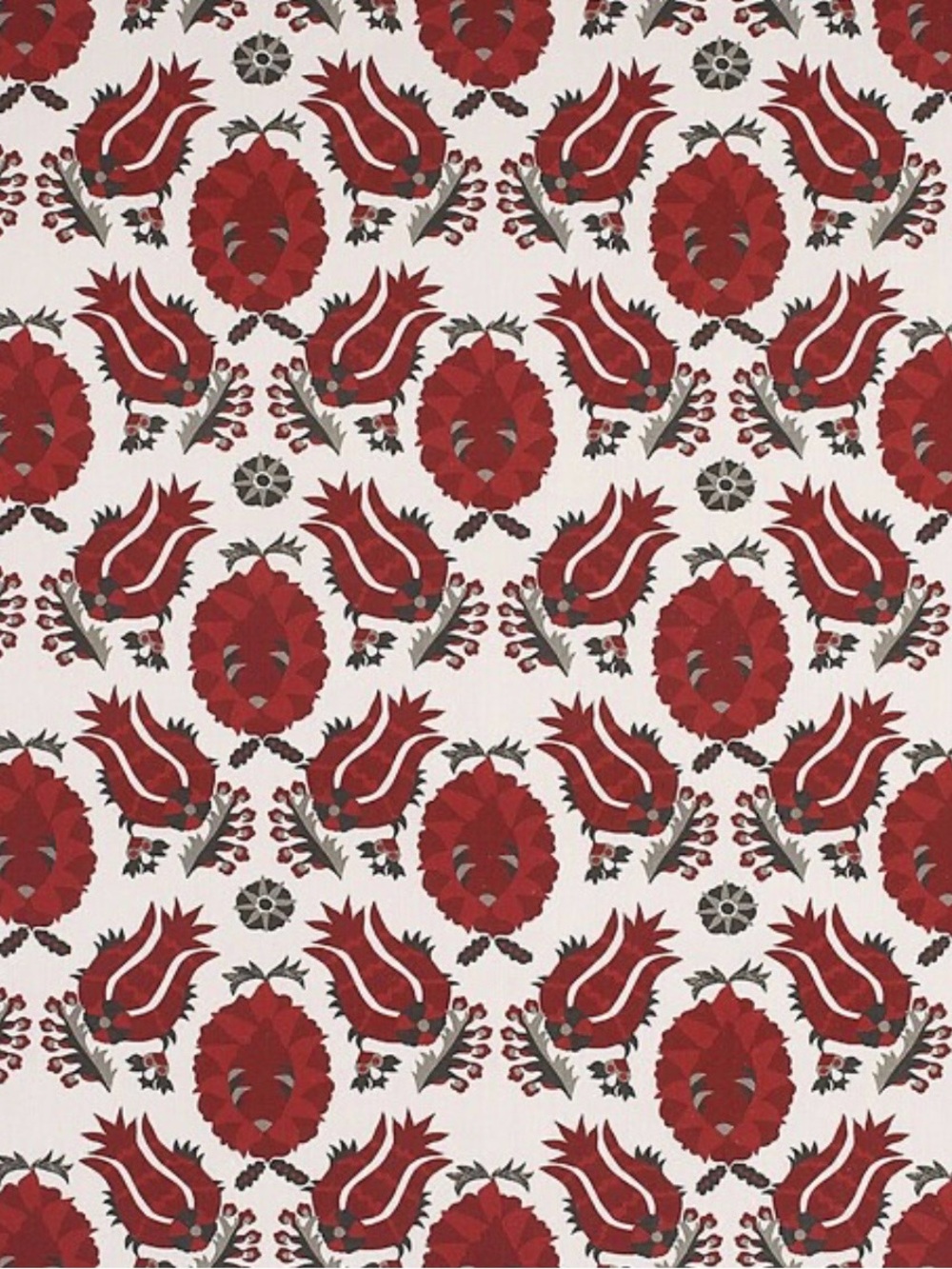 Ballard Designs Holly Red Floral Medallion Damask Fabric Linen Blend 35”x35”